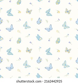 illustration Beautiful butterfly and flower botanical leaf seamless pattern for love wedding valentines day or arrangement invitation design greeting card.