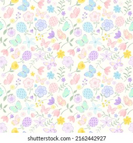 illustration Beautiful butterfly and flower botanical leaf seamless pattern for love wedding valentines day or arrangement invitation design greeting card.