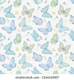 illustration Beautiful butterfly and flower botanical leaf seamless pattern for love wedding valentines day or arrangement invitation design greeting card.