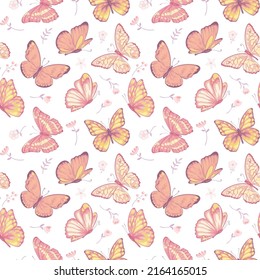 illustration Beautiful butterfly and flower botanical leaf seamless pattern for love wedding valentines day or arrangement invitation design greeting card.