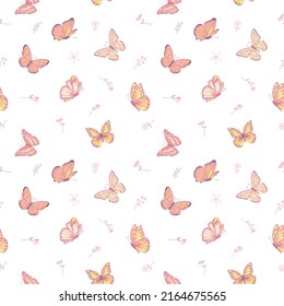 illustration Beautiful butterfly and flower botanical leaf seamless pattern for love wedding valentines day or arrangement invitation design greeting card.