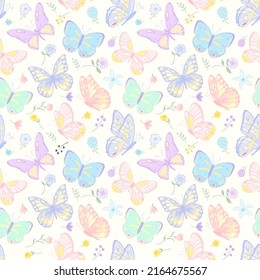 illustration Beautiful butterfly and flower botanical leaf seamless pattern for love wedding valentines day or arrangement invitation design greeting card.