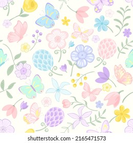 illustration Beautiful butterfly and flower botanical leaf seamless pattern for love wedding valentines day or arrangement invitation design greeting card.