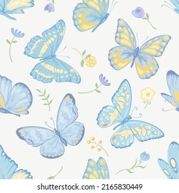 illustration Beautiful butterfly and flower botanical leaf seamless pattern for love wedding valentines day or arrangement invitation design greeting card.