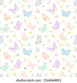 illustration Beautiful butterfly and flower botanical leaf seamless pattern for love wedding valentines day or arrangement invitation design greeting card.