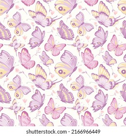 illustration Beautiful butterfly and flower botanical leaf seamless pattern for love wedding valentines day or arrangement invitation design greeting card.