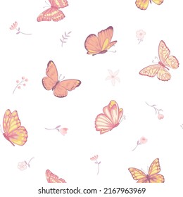 illustration Beautiful butterfly and flower botanical leaf seamless pattern for love wedding valentines day or arrangement invitation design greeting card.