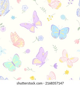 illustration Beautiful butterfly and flower botanical leaf seamless pattern for love wedding valentines day or arrangement invitation design greeting card.