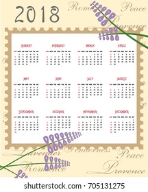 the illustration with a beautiful calendar for 2018 year.