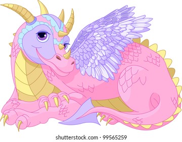  Illustration of Beautiful Cartoon  lady Dragon