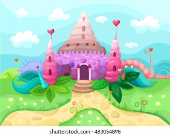 illustration with a beautiful castle