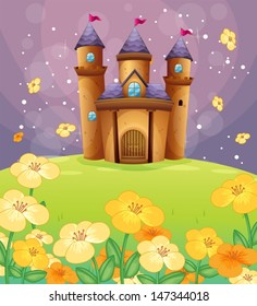 Ilustración de un hermoso castillo en los campos