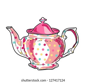 illustration of beautiful ceramic tea pot.