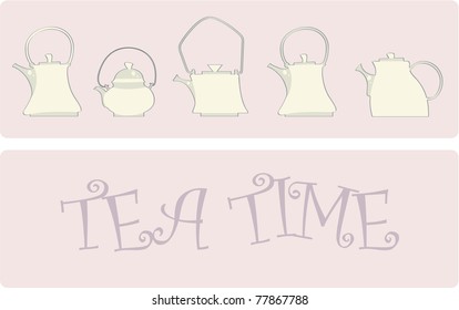 illustration of beautiful ceramic tea pot.