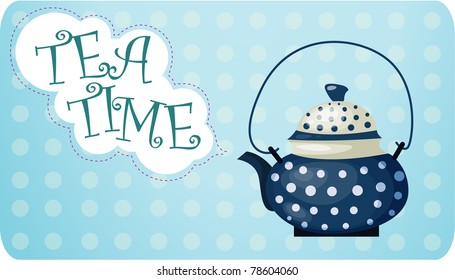 illustration of beautiful ceramic tea pot.
