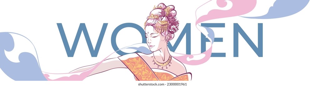 illustration of a beautiful Chinese woman. perfect for benner design, etc.