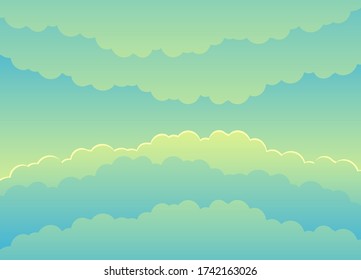 Illustration with beautiful clouds in a cloudy sky.