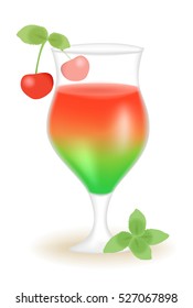 illustration with beautiful and colorful cocktail with a sweet cherry.