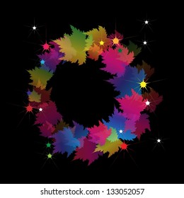 An Illustration of Beautiful Colorful Maple Leaves Wreath
