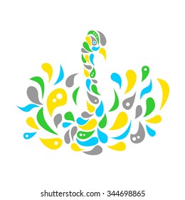 the illustration with the beautiful and colorful swan.