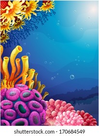 Illustration the beautiful corals under the sea