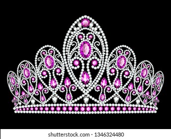 Illustration of a beautiful crown,  tiara with gems