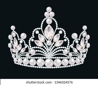 Illustration of a beautiful crown,  tiara with gems