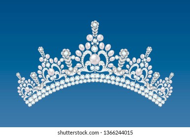 Illustration of a beautiful crown,  tiara with gems