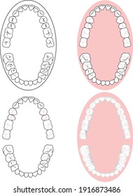 Illustration von schöner Zahnheilkunde von oben gesehen