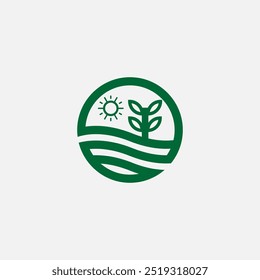 Illustration of a beautiful desert with trees land sun logo design

