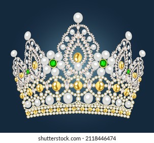Illustration of a beautiful diadem, crown,  tiara with gems