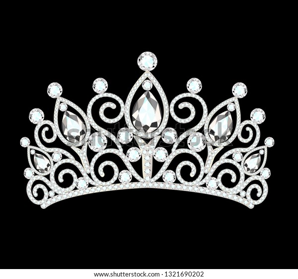 宝石を持つ美しいディアデム 王冠 ティアラ女性のイラスト のベクター画像素材 ロイヤリティフリー