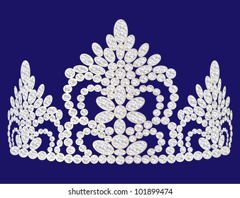 illustration beautiful diadem feminine wedding on we turn blue background