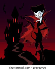 Illustration of a beautiful and eccentric vampire character