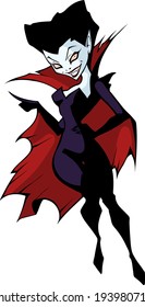 Illustration of a beautiful and eccentric vampire character