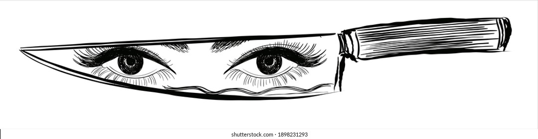 illustration of beautiful eye blade vintage icon logo vector 