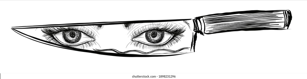illustration of beautiful eye blade vintage icon logo vector 