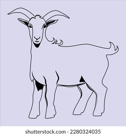 Illustration of a Beautiful and eye catching Goat Line Art for color book