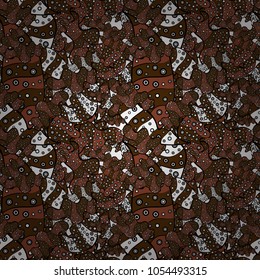 Illustration. Beautiful fabric background. Vector texture. Doodles on a brown, black and white colors.