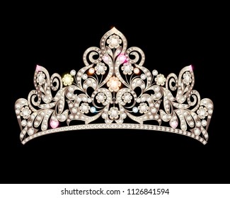 Illustration of beautiful female diadem with precious stones