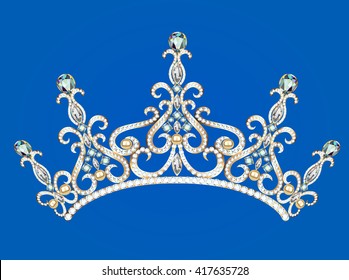 Illustration of beautiful female diadem with precious stones