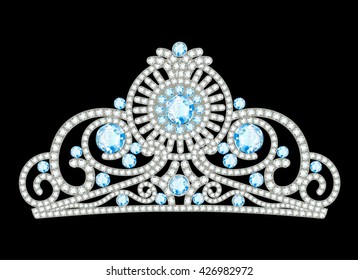 Illustration of beautiful female diadem with precious stones