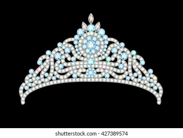 Illustration of beautiful female diadem with precious stones