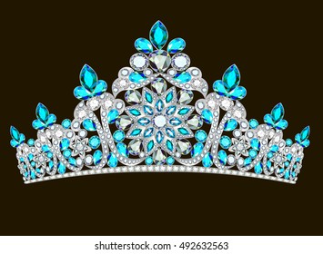 Illustration of beautiful female diadem with precious stones