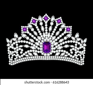 Illustration of beautiful female diadem with precious stones