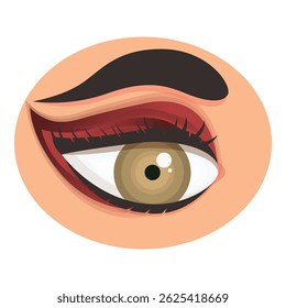 Illustration of a beautiful female eye with makeup looking sideways