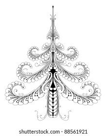 Illustration of a beautiful festive abstract pattern Christmas tree