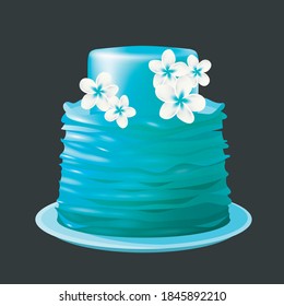 
Illustration of a beautiful festive tiered delicious blue cake
