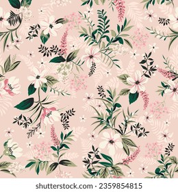 illustration beautiful floral pattern. beautiful fowers seamless pattern.