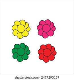 Illustration of beautiful flower icon set. suitable for children content